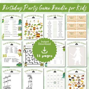 Green Birthday Party Game Bundle For Kids