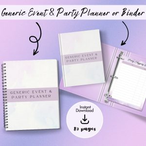 Purple Generic Event & Party Planner Or Binder