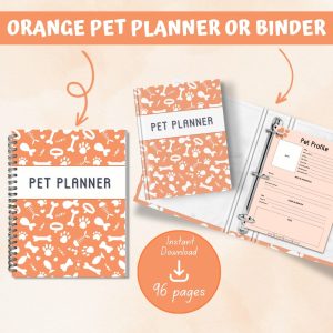 Orange Pet Planner Or Binder