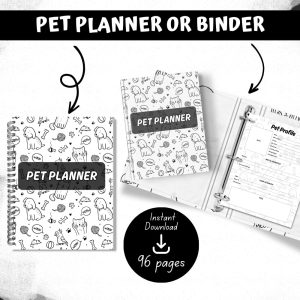 Black & White Pet Planner Or Binder