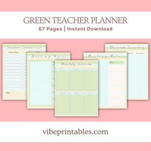 Green Striped Teacher Planner Or Binder