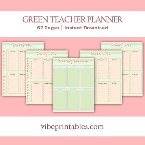 Green Striped Teacher Planner Or Binder