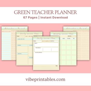 Green Striped Teacher Planner Or Binder