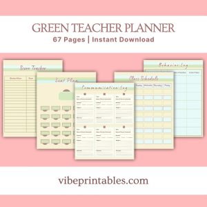 Green Striped Teacher Planner Or Binder