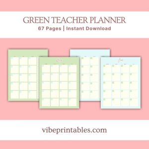 Green Striped Teacher Planner Or Binder