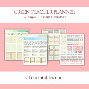 Green Striped Teacher Planner Or Binder