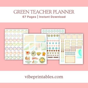 Green Striped Teacher Planner Or Binder