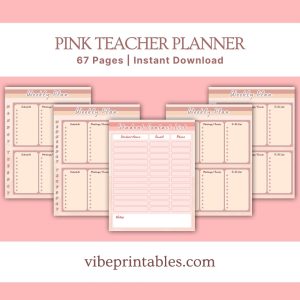 Pink Teacher Planner Or Binder