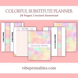 Colorful Substitute Planner Or Binder