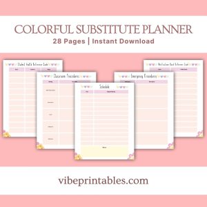 Colorful Substitute Planner Or Binder