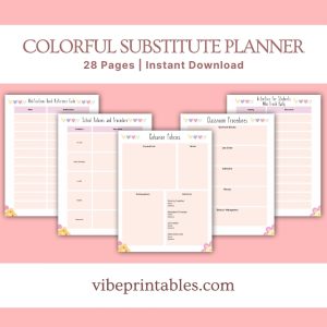 Colorful Substitute Planner Or Binder