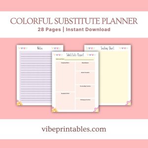 Colorful Substitute Planner Or Binder