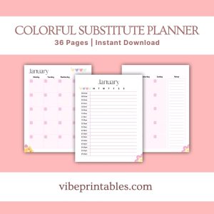 Colorful Substitute Planner Or Binder