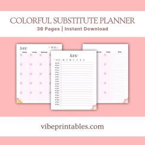 Colorful Substitute Planner Or Binder