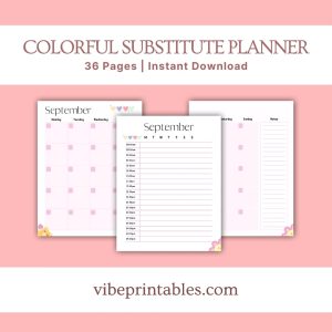 Colorful Substitute Planner Or Binder