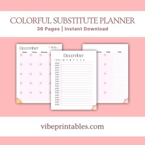 Colorful Substitute Planner Or Binder