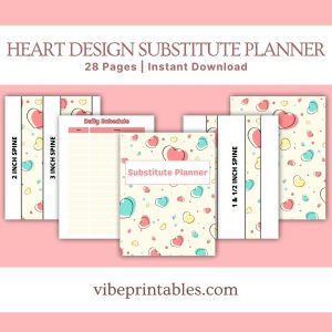 Heart Design Substitute Planner Or Binder