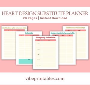 Heart Design Substitute Planner Or Binder