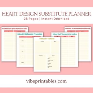 Heart Design Substitute Planner Or Binder