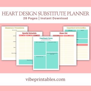 Heart Design Substitute Planner Or Binder