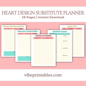 Heart Design Substitute Planner Or Binder