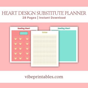 Heart Design Substitute Planner Or Binder