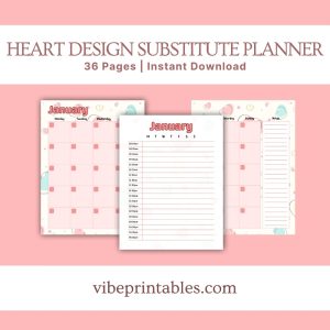 Heart Design Substitute Planner Or Binder