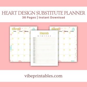 Heart Design Substitute Planner Or Binder