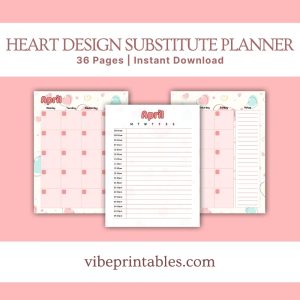 Heart Design Substitute Planner Or Binder