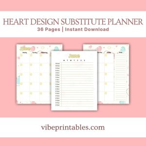 Heart Design Substitute Planner Or Binder