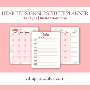 Heart Design Substitute Planner Or Binder