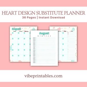 Heart Design Substitute Planner Or Binder