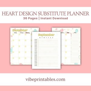 Heart Design Substitute Planner Or Binder