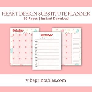 Heart Design Substitute Planner Or Binder