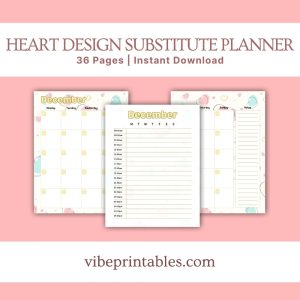 Heart Design Substitute Planner Or Binder