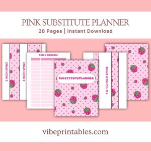 Pink Substitute Planner Or Binder