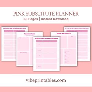 Pink Substitute Planner Or Binder