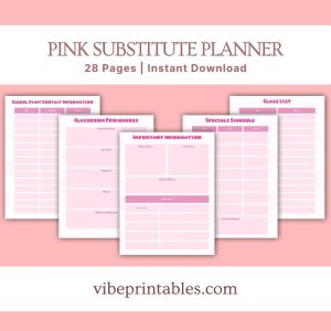 Pink Substitute Planner Or Binder