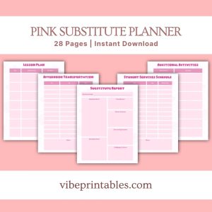 Pink Substitute Planner Or Binder