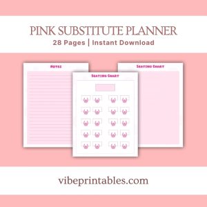 Pink Substitute Planner Or Binder