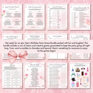 Pink Birthday Party Game Bundle For Teens – Girls