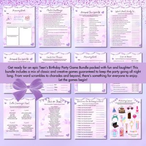 Purple Birthday Party Game Bundle For Teens – Girls