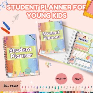 Colorful Student Planner Or Binder For Young Kids