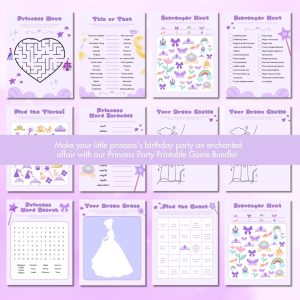 Purple Birthday Party Game Bundle For Kids