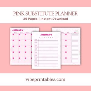 Pink Substitute Planner Or Binder