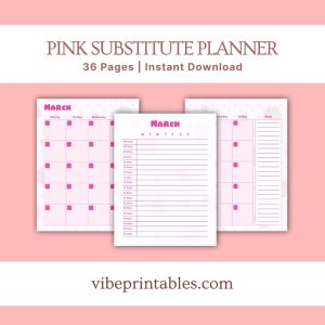 Pink Substitute Planner Or Binder