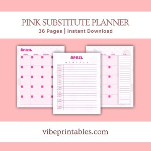 Pink Substitute Planner Or Binder