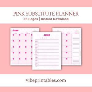 Pink Substitute Planner Or Binder