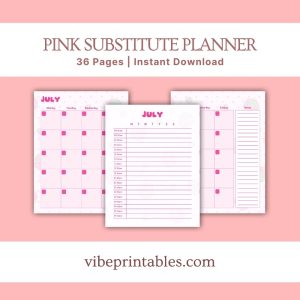 Pink Substitute Planner Or Binder