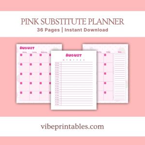 Pink Substitute Planner Or Binder